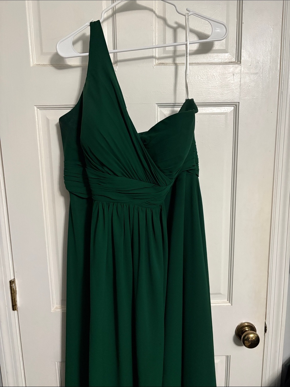 Christina Wu Dark Emerald One-Shoulder Evening Gown